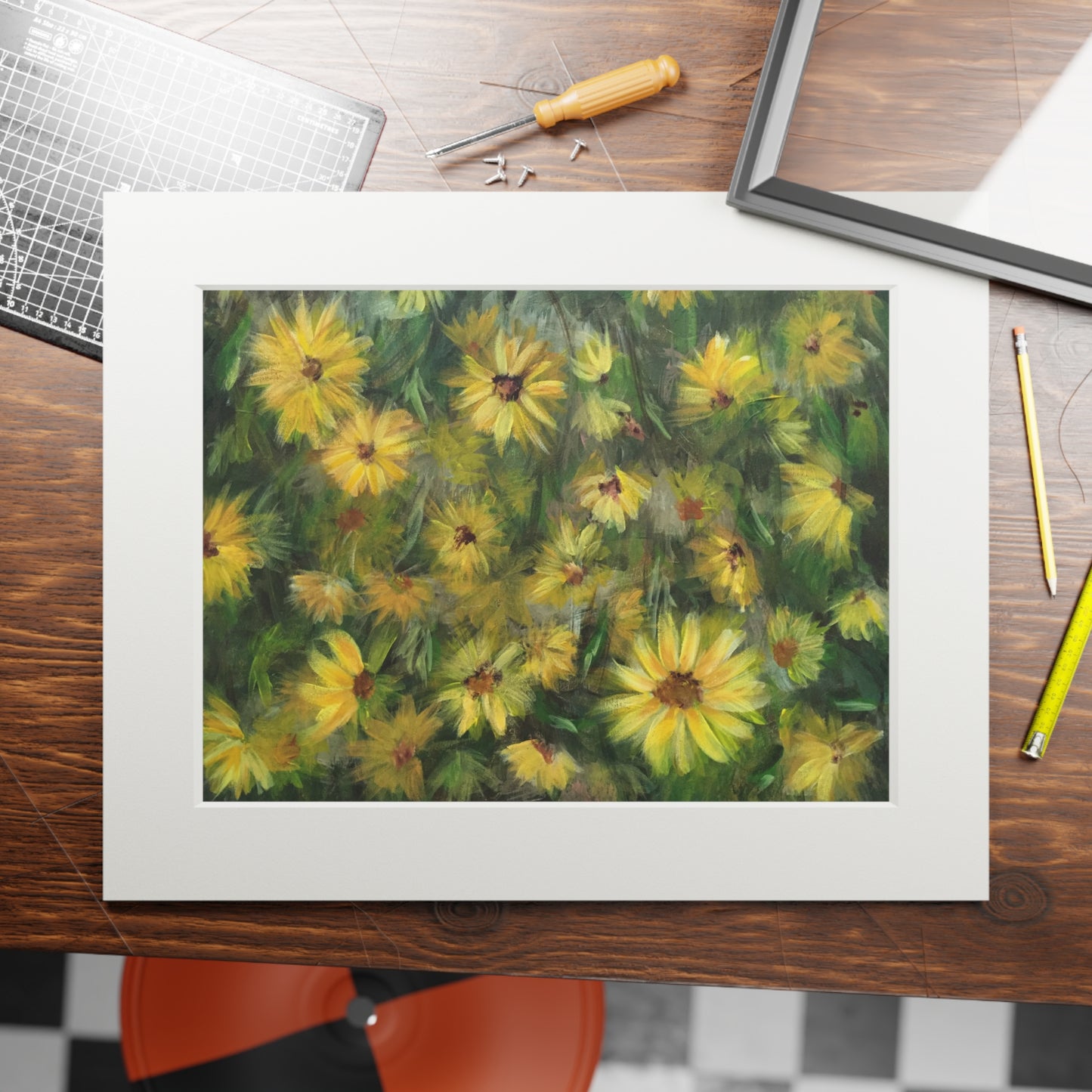 Field of Flowers: Helianthus Matted Fine Art Print