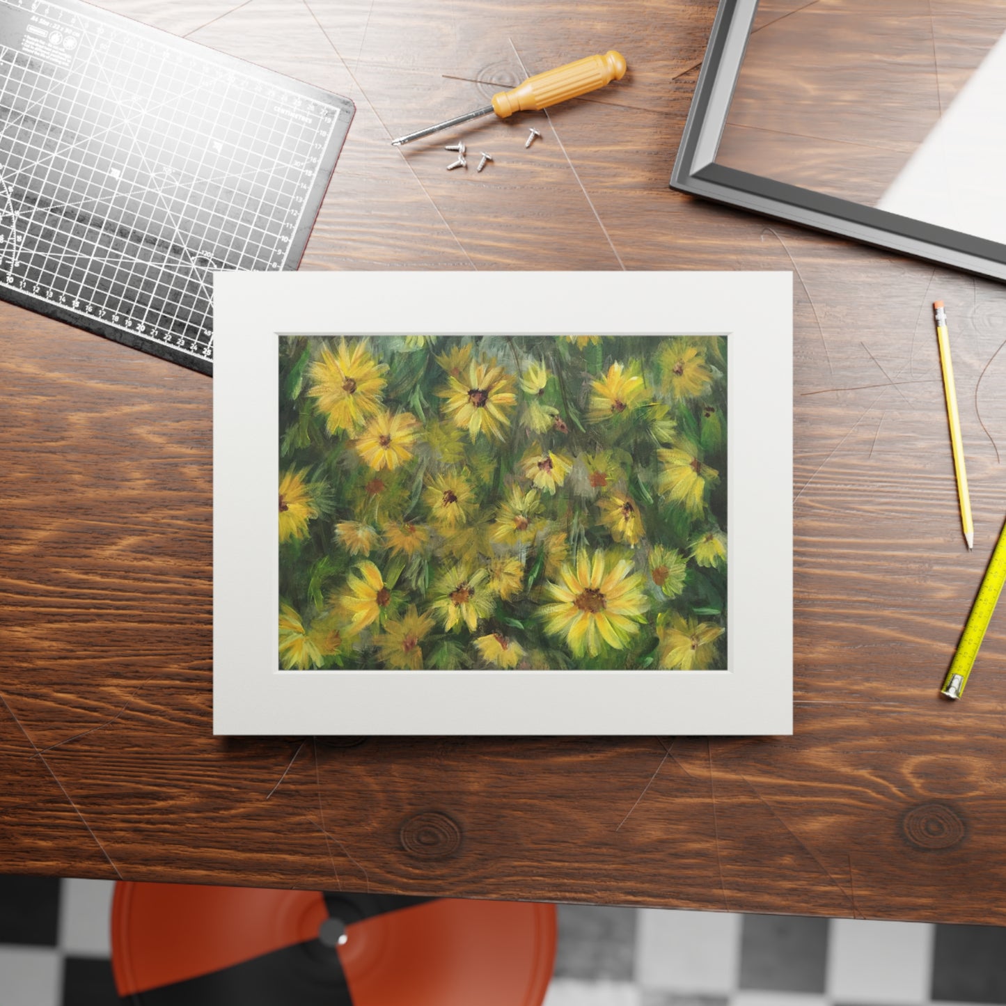 Field of Flowers: Helianthus Matted Fine Art Print