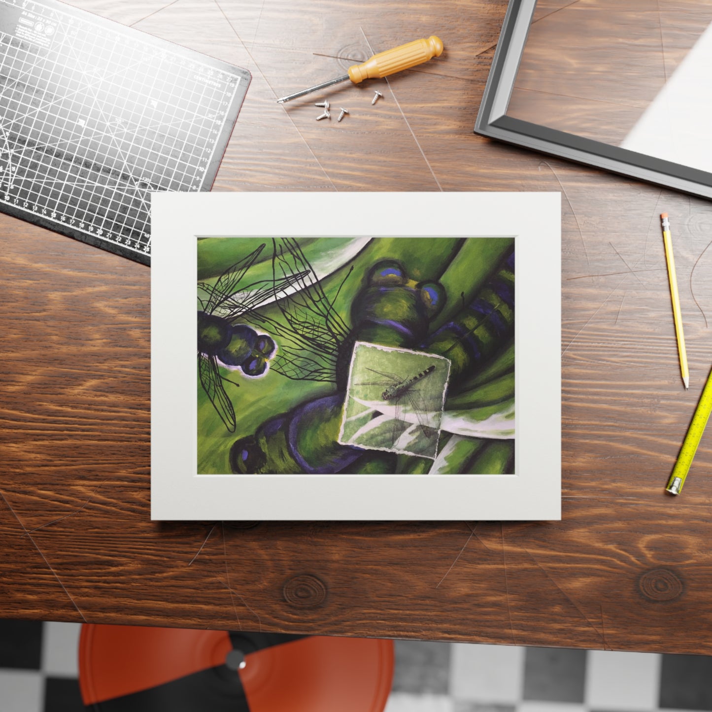 Double Exposure: Dragonfly Matted Fine Art Print